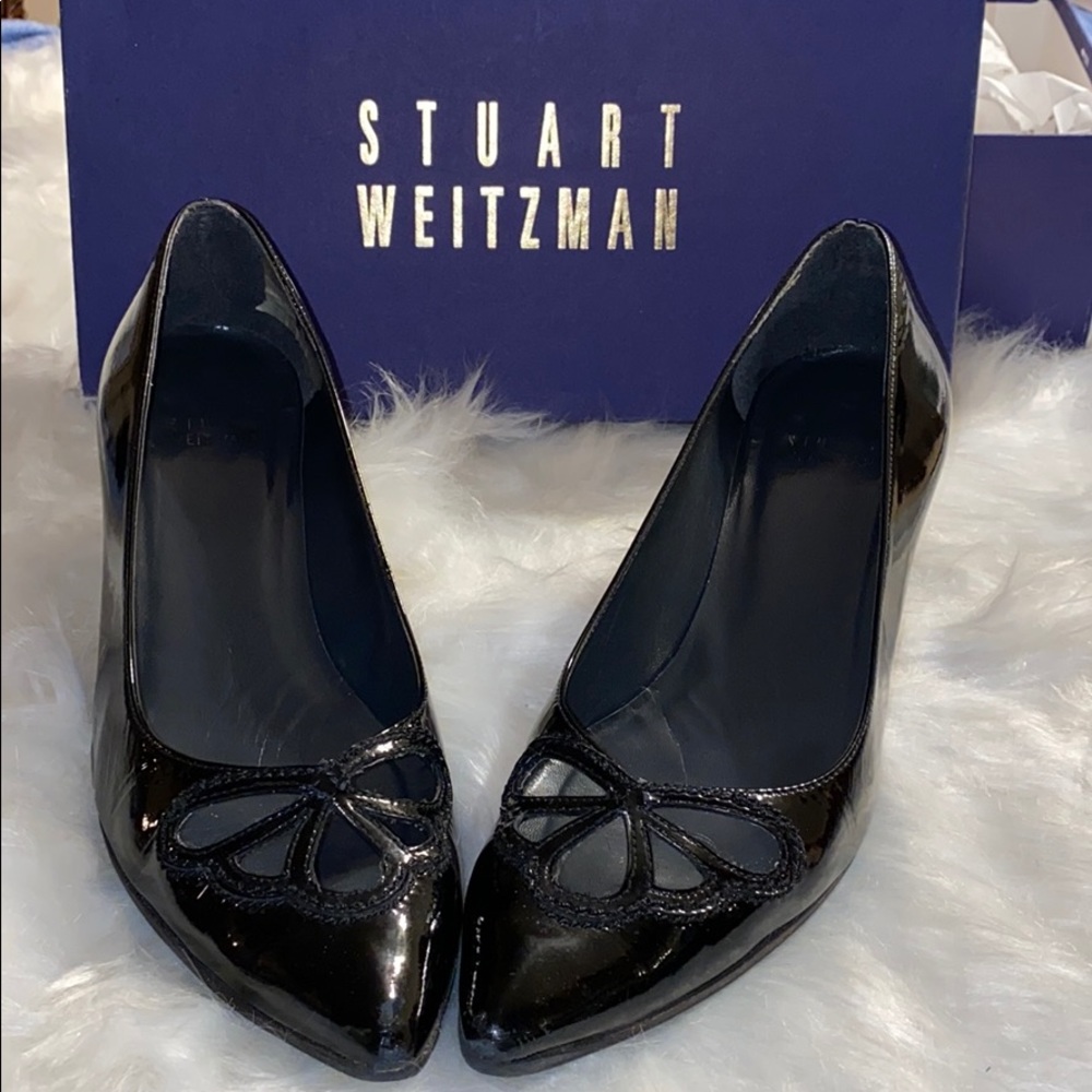 Stuart Weitzman Portal Black Patent Pumps